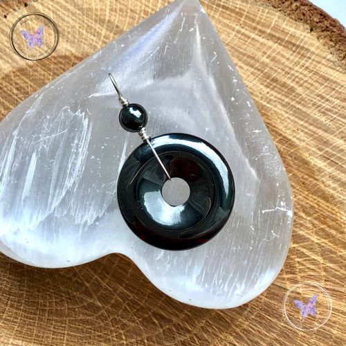 Hematite Pi Stone Donut Pendant